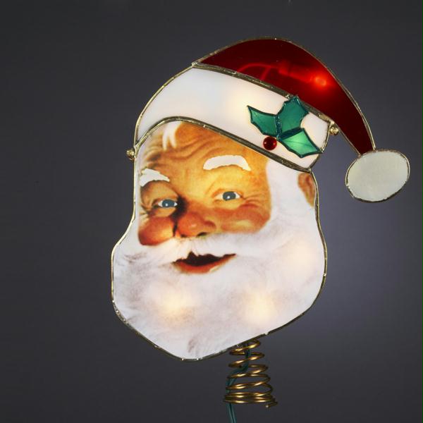 KSA UL3061 Cheerful Santa Claus Face Christmas Tree Topper Clear Lights