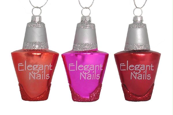KSA W2437 A 3 in. Fashion Avenue Glass Barbie Pink Nail Polish Christmas Ornament