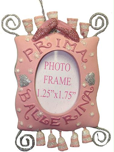 KSA W7112 PRIMA BALLERINA Pink Silver Prima Ballerina Picture Frame Christmas Ornament No. W7112