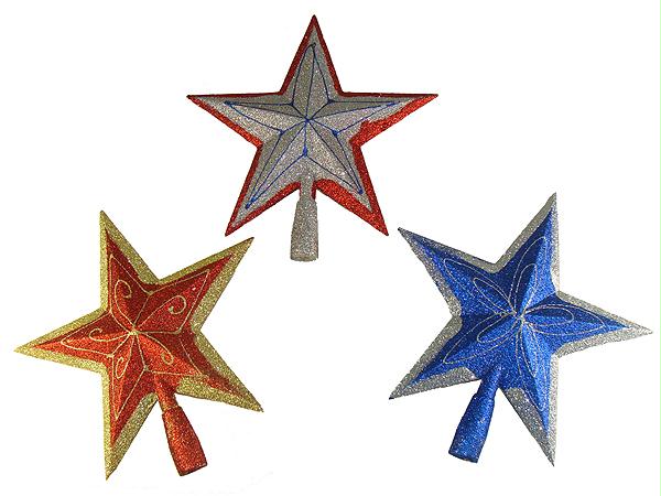 LOI 21092 Club Pack of 72 Colorful Glitter Drenched Christmas Star Tree Toppers 