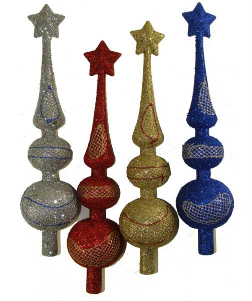 LOI 21667 Club Pack of 72 Colorful Glitter Finial Christmas Tree Toppers 11 in.