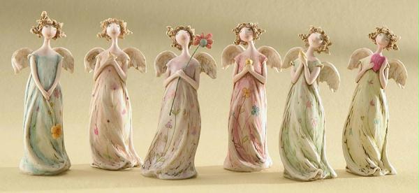 RINC 11560 Set of 12 Pastel Garden Angel Blossoms Figures 5.5 in.