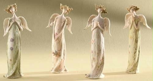 RINC 11561 Set of 8 Pastel Garden Angel Blossoms Figures 8.5 in.