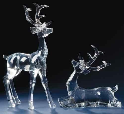 RINC 35255 Set of 2 Icy Crystal Standing and Seated Noble Reindeer Christmas Fig