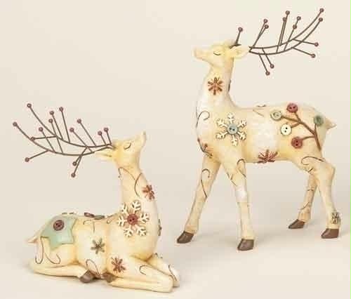 RINC 35347 Pack of 4 Sweet Memories Button Embellished Reindeer Figures 9.25 in.