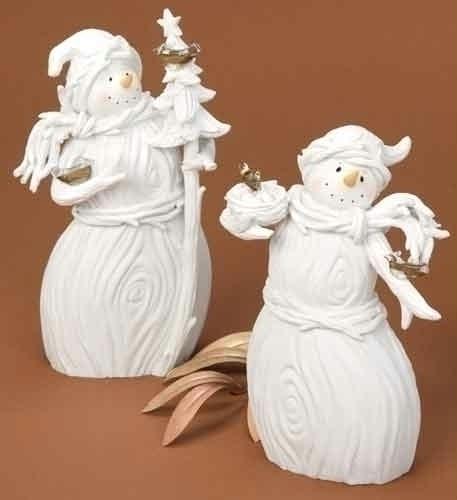 RINC 35405 Pack of 4 Winters Beauty White Snowman with Glass Accents Christmas F