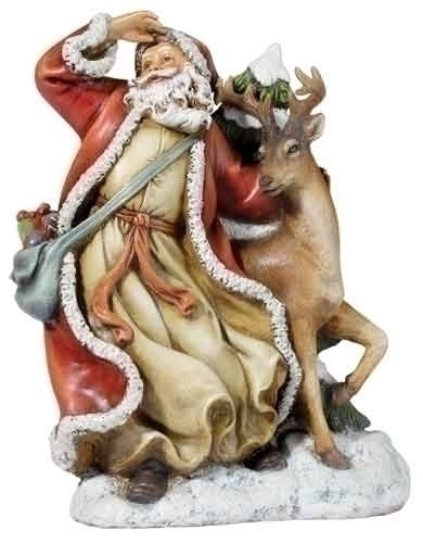 RINC 35851 Pack of 2 Josephs Studio VintageStyle Santa with Reindeer Christmas F
