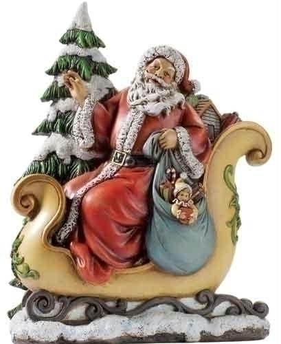 RINC 35852 Pack of 2 Josephs Studio Santa in Sleigh with Toys  Tree Christmas Fi
