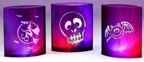 RINC 36091 Pack of 6 LED Lighted Witch#44; Skull and Bat Purple Halloween Lanter