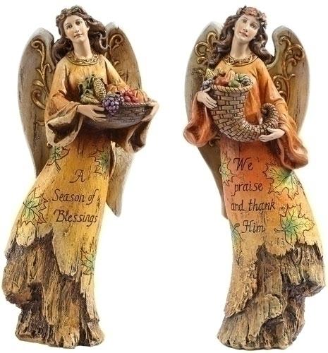 RINC 36344 Set of 2 Josephs Studio Harvest Fall Driftwood Angel Figures 11.5 in.