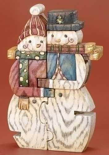 RINC 37406 Pack of 3 Woodworks Snowman Couple Christmas Puzzle FigureS