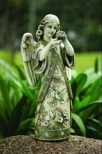 RINC 41345 19 in. Josephs Studio Garden Angel Statue with HummingbirdFloralButterfly Accents