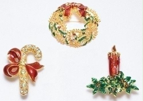 RINC 62254 Club Pack of 36 Christmas Jewelry Candy CaneWreathCandle Shaped Holiday Pins