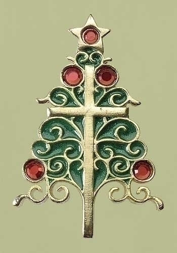RINC 63001 Pack of 12 Christmas Jewelry Religious Holiday CrossTree Pins