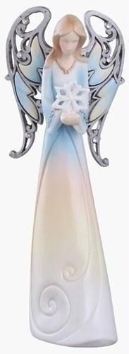 RINC 64405 Pack of 2 Heavenly Splendor Porcelain Angel Figures with Snowflake
