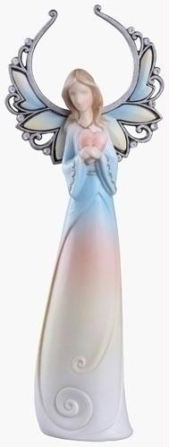 RINC 64408 Pack of 2 Heavenly Splendor Porcelain Angel Figures with Heart