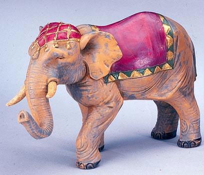 RINC 72525 Set of 2 Fontanini 5 in. Elephant With Saddle Blanket Nativity Figurines No. 72525