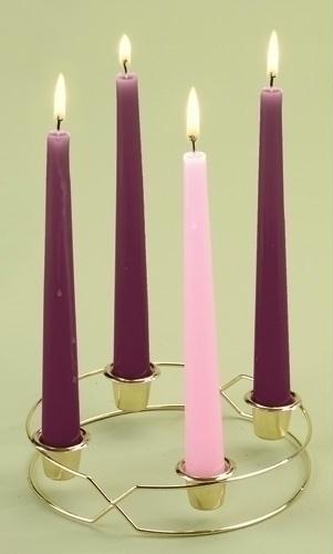 ROMAN 66644 6.5 in. Gold Christmas Advent Wreath with Taper Candles
