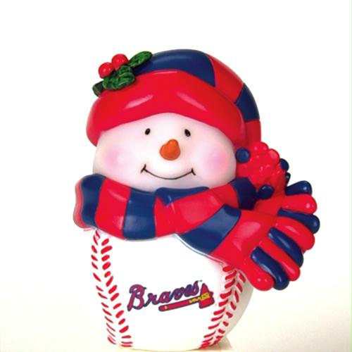 SCS 17596 Pack of 4 MLB Atlanta Braves Musical LightUp Snowman Figures