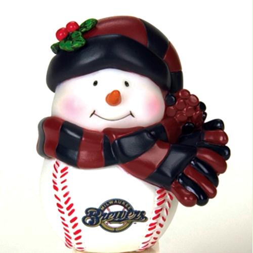 SCS 17609 Pack of 4 MLB Milwaukee Brewers Musical LightUp Snowman Figures