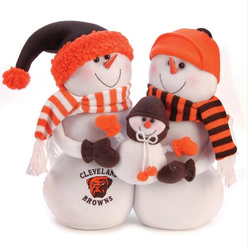 SCS 29920 NFL Cleveland Browns Snowmen Family Holiday Table Top Decoration