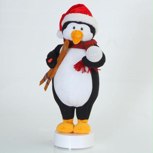 STERLING 90010002 Plush Animated Musical Penguin with Lighted Snowball Christmas Decoration 18 in.