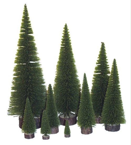 VCO B811013 Pack of 6 Moss Green Artificial Village Christmas Trees 13 in.  Unli