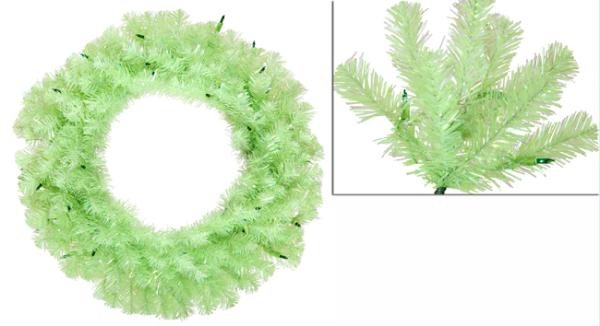 VCO B881131 30 in. PreLit Chartreuse Sparkling Artificial Christmas Wreath  Green Lights