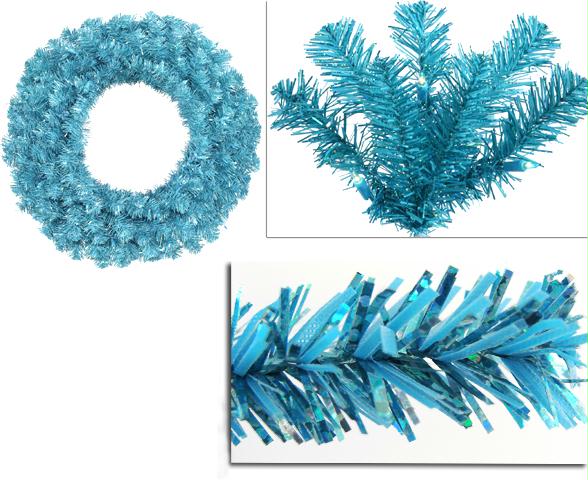 VCO B881331 30 in. PreLit Sky Blue Sparkling Artificial Christmas Wreath  Teal Lights