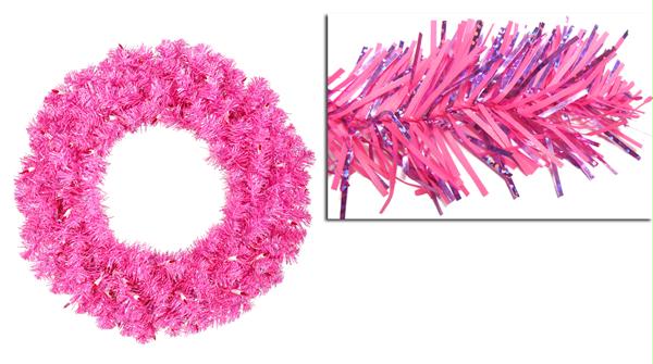 VCO B881731 30 in. PreLit Hot Pink Sparkling Artificial Christmas Wreath  Pink Lights