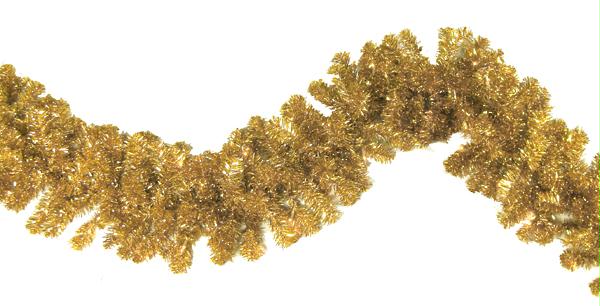 VICKERMAN B104113 9 ft. x 12 in. PreLit Antique Gold Tinsel Artificial Christmas