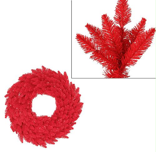 VICKERMAN K862137 36 in. PreLit Red Ashley Spruce Artificial Christmas Wreath  Red Lights