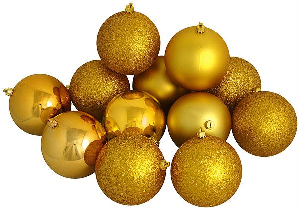 VICKERMAN N591030A 12ct Antique Gold Shatterproof 4Finish Christmas Ball Ornamen