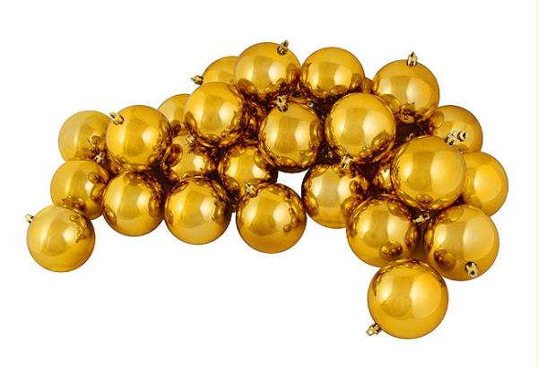 VICKERMAN N591130SV 12ct Shiny Antique Gold Shatterproof Christmas Ball Ornament