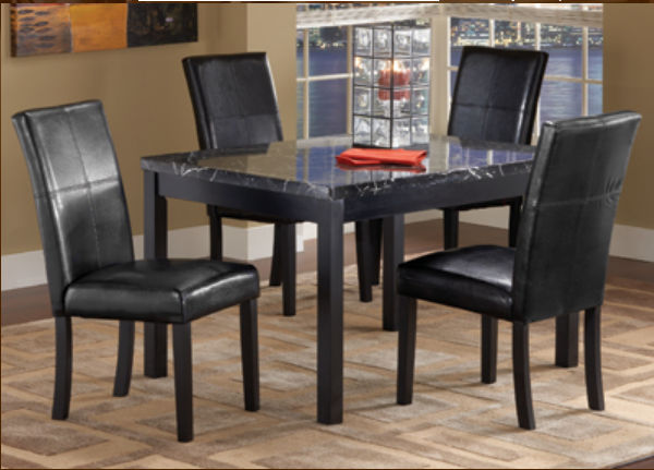 Bernards 5008 Faux Marble Dinette Table  Black
