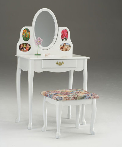 Bernards 7001 White Vanity and Bench