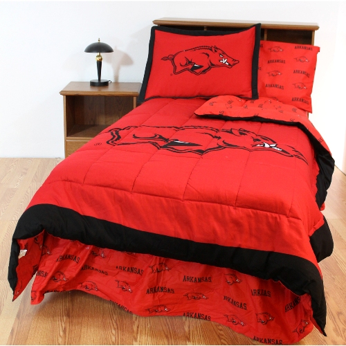 Arkbbkg Arkansas Bed In A Bag King- With Team Colored Sheets