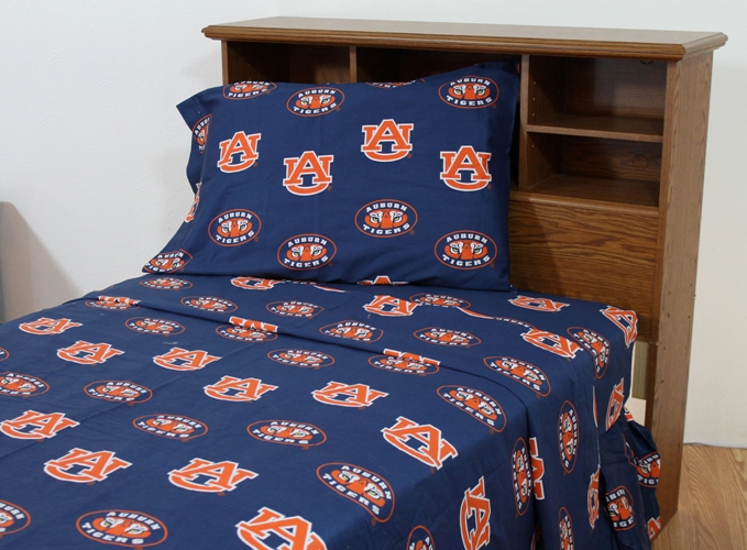 College Covers AUBSSKG Auburn Printed Sheet Set King Solid