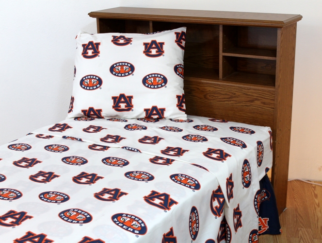 College Covers AUBSSKGW Auburn Printed Sheet Set King White