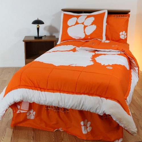 College Covers CLEBBKG Clemson Bed in a Bag King With Team Colored Sheets