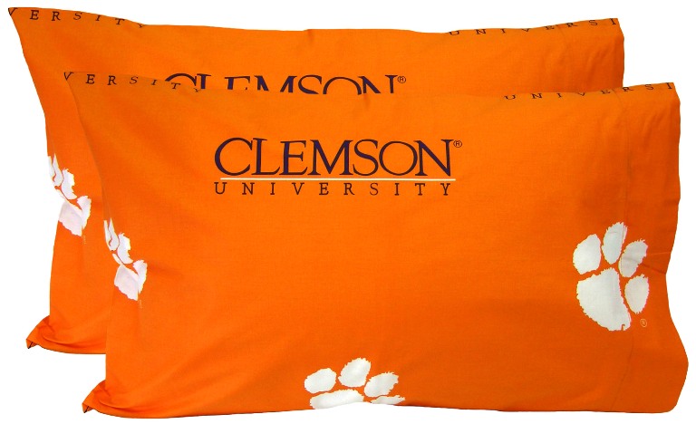 Clepcstpr Clemson Printed Pillow Case- Set Of 2- Solid