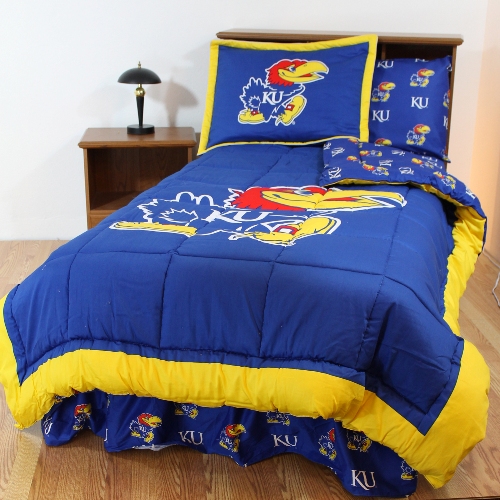 College Covers KANBBKG Kansas Bed in a Bag King With Team Colored Sheets