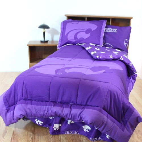 College Covers KSUBBKGW Kansas State Bed in a Bag King With White Sheets