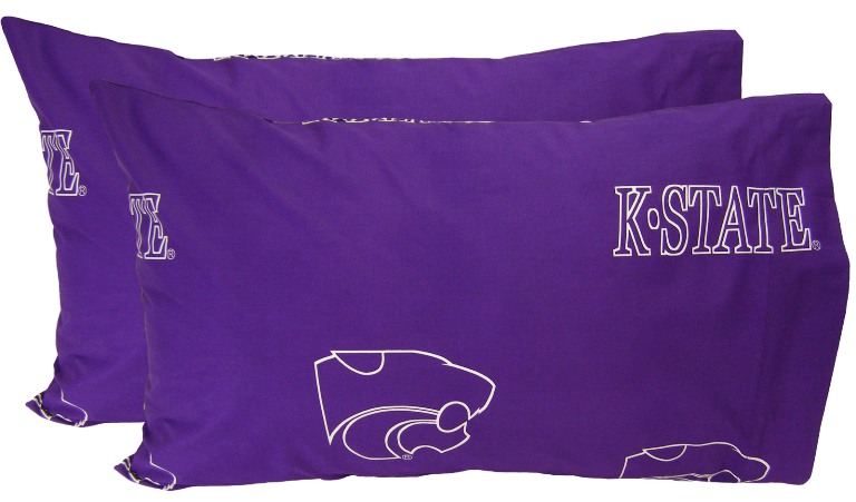 Kansas State Printed Pillow Case- Set Of 2- Solid