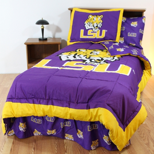 College Covers LSUBBKGW LSU Bed in a Bag King With White Sheets