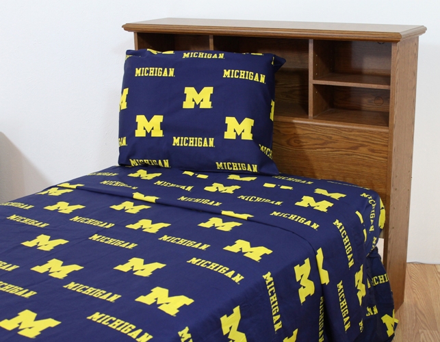 College Covers MICSSKG Michigan Printed Sheet Set King Solid