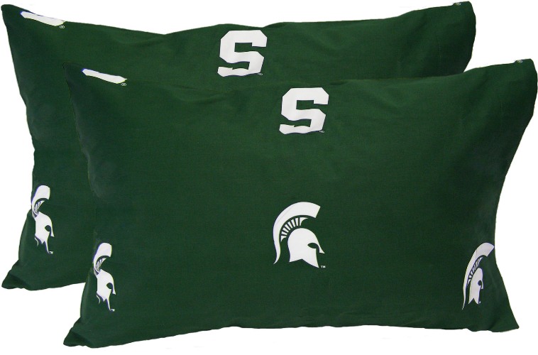 Msupcstpr Michigan State Printed Pillow Case- Set Of 2- Solid