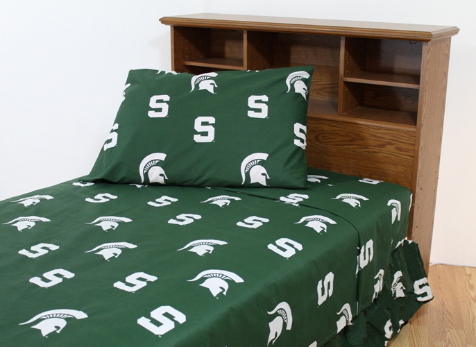 Msusstw Michigan State Printed Sheet Set Twin- Solid