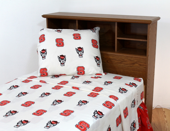 College Covers NCSSSKGW NC State Printed Sheet Set King White