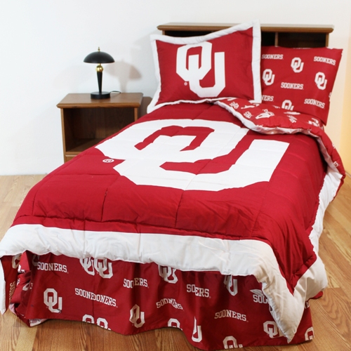 College Covers OKLBBKGW Oklahoma Bed in a Bag King With White Sheets